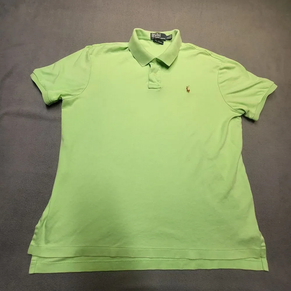 Polo Ralph Lauren Polo Shirt Mens XL Green Short Sleeve Pima Flesh Pony